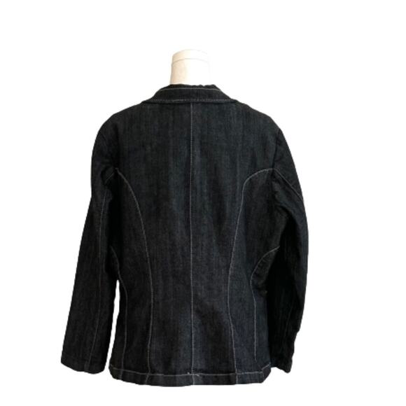 Ashley Stewart Blazer Button Front Denim Contrast Stitch Plus Jacket Size 14W - Picture 5 of 10